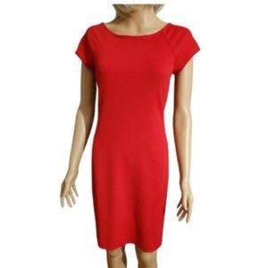 NEW Cynthia Rowley Women's Cherry Red Cap Sleeve Gold Exposed Zipper Fitted XS